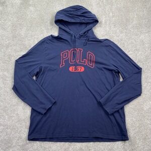 Polo Ralph Lauren Men's Lightweight Graphic Pullover Hoodie Size XL Blue